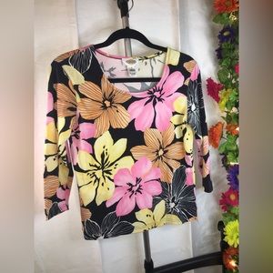 Talbots | Women’s Colorful Floral Print Long Sleeve Blouse Top